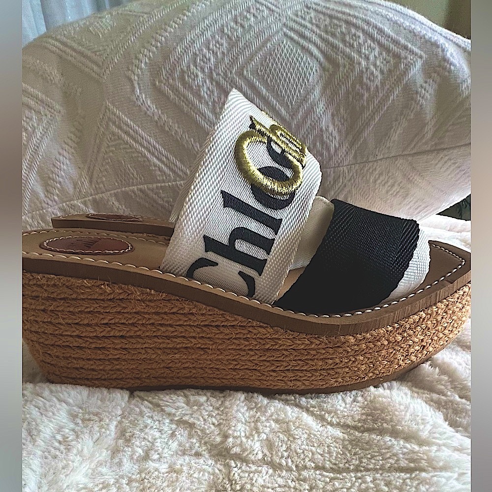 Chloé Style Woody Platform Espadrille Wedge Slide